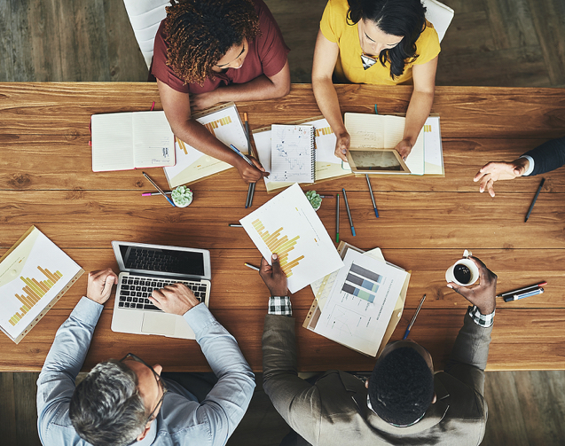 Over head view of working desk | Shared Health